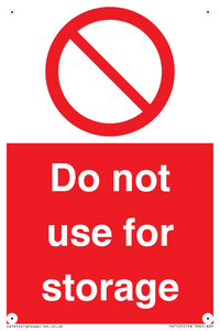 Do not use for storage